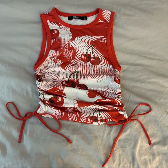 Jaded London Cherry Swirl Print Ruched Side Tank Top, 2/XS, Urban Outfitters - Picture 4 of 12